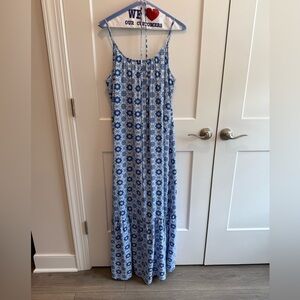 LOFT Blue and White Sleeveless Resort Maxi Dress